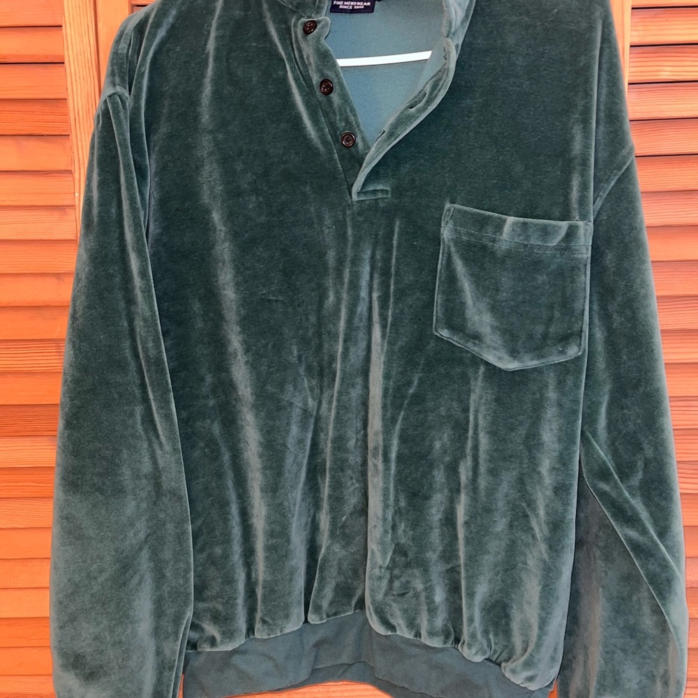 John Blair Men's Forest Green Velour Crewneck Sweater